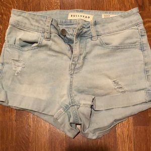 Stretchy light wash jean shorts